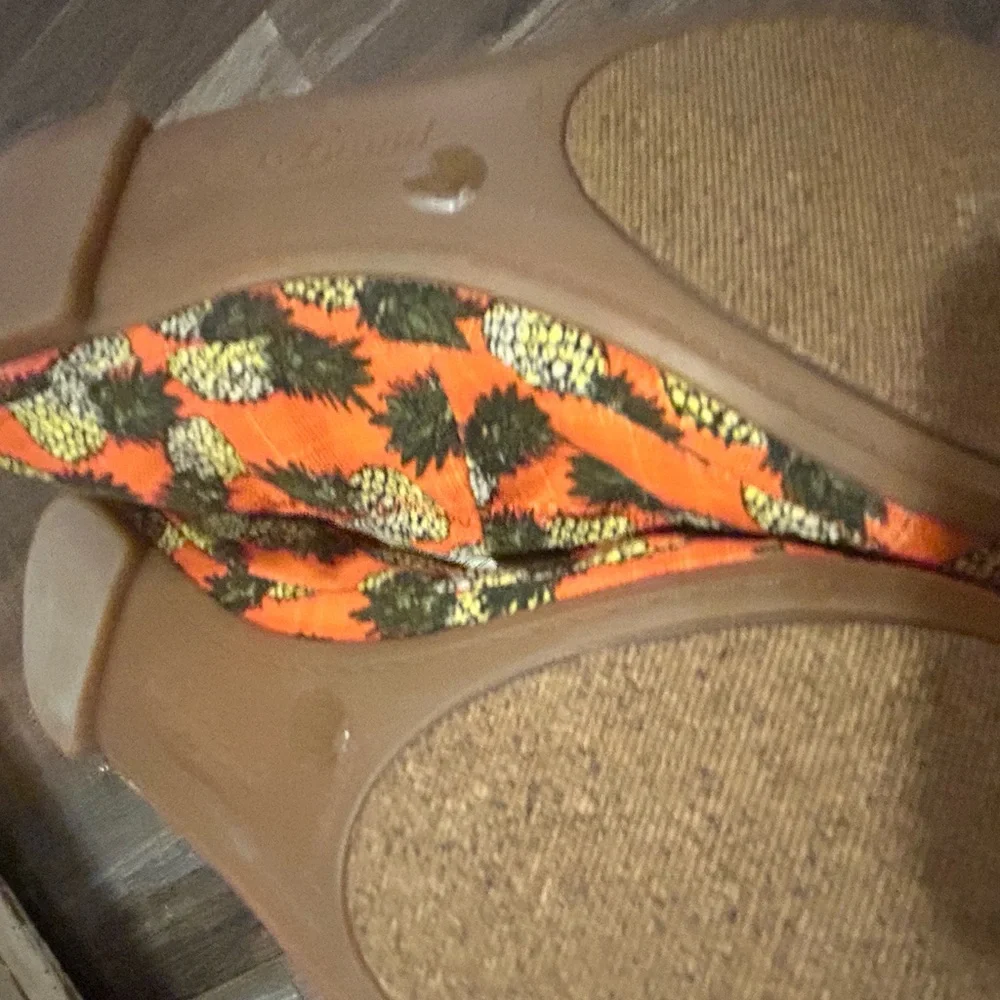 50%offw❤️Lucky Brand Ballet Flats 9.5 Orange Pineapple Artsy Ballerina Shoes